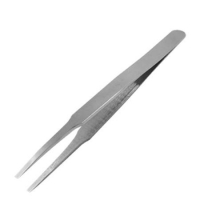 13cm Length Silver Tone Blunt Tip Curved Tweezers Tool