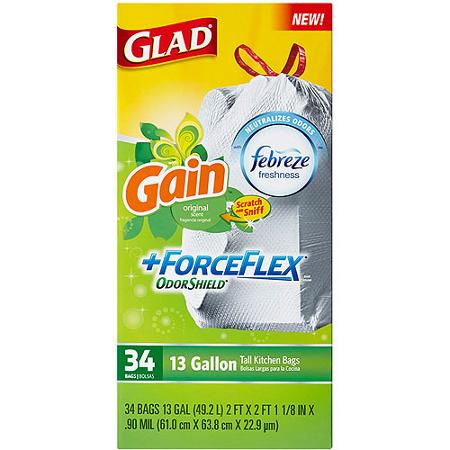 Glad ForceFlex 13 Gal. Tall Kitchen Drawstring Gain Original with