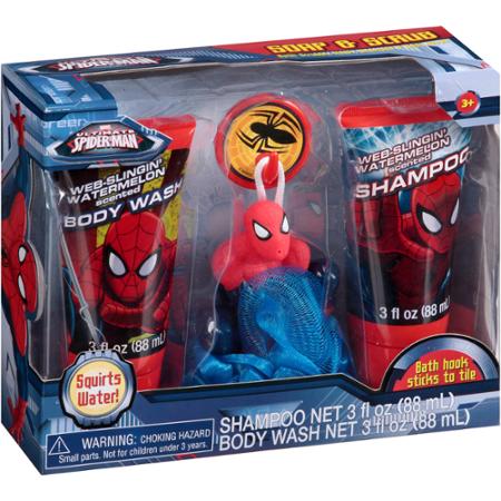 Spiderman Soap and Scrub Gift Set - Watermelon Scented - 4 Piece