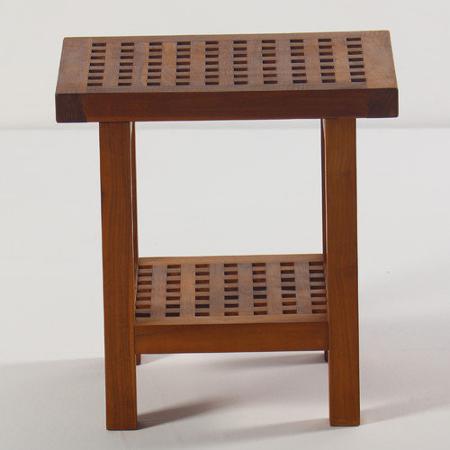De West Wind Aqua Teak Grate Shower Stool With Shelf Aqua Teak Grate Shower Stool With Shelf